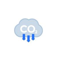 CO2, emisiones de dióxido de carbono, reducir el icono de emisión. vector
