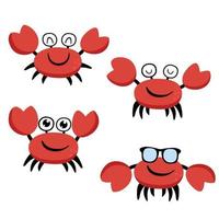 Collection funny smiling crab vector