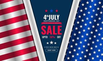 Independence Day USA background sales promotion advertising banner template with american flag design vector