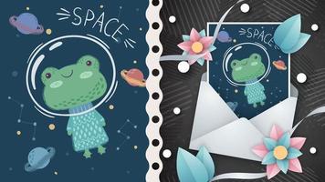 Space travel frog vector