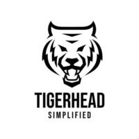 premium tiger head vector black logo icon illustration design