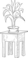 outline flower in a pot perfect for coloring pages vector