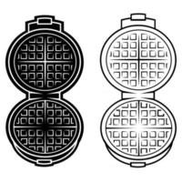 Wafer iron. Wafer-iron icon. Open waffle iron on a white background with clipping path vector