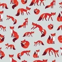 Red fox seamless pattern vector