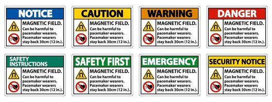 Magnetic field can be harmful to pacemaker wearers.pacemaker wearers.stay back 30cm vector