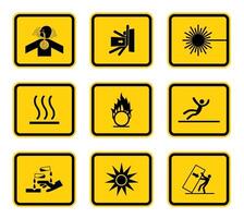 Warning Hazard Symbols labels Sign Isolated on White Background,Vector Illustration vector