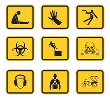 Warning Hazard Symbols labels Sign Isolated on White Background,Vector Illustration vector