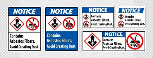 Notice Label Contains Asbestos Fibers,Avoid Creating Dust vector