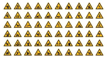 Warning Hazard Symbols labels Sign Isolate on White Background,Vector Illustration vector