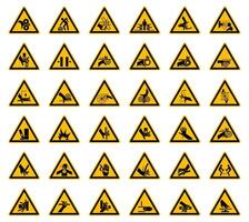 Triangular Warning Hazard Symbols labels On White Background vector