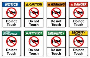 Notice do not touch sign label on transparent background vector