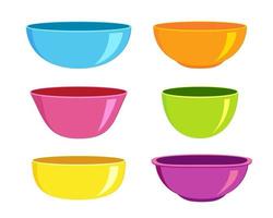 Empty plastic or ceramic bowls of different forms vector