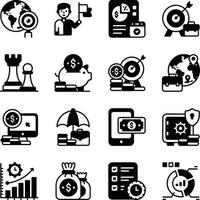 Business and Team work Glyph icons set vector