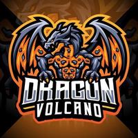 diseño de logotipo de mascota de dragon volcano esport vector