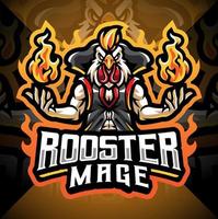 Rooster mage esport mascot logo design vector