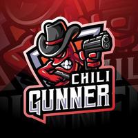 logotipo de la mascota de chili gunner esport vector