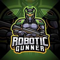 Robotic gunner esport mascot logo design vector