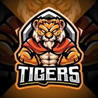 Tiger man esport mascot logo design vector