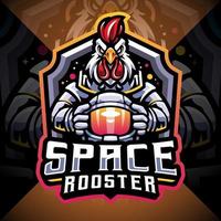 Space Rooster esport mascot logo design vector