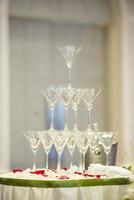 Tower of champagne glasses photo