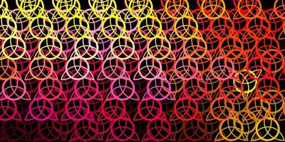 Dark Pink Yellow vector template with esoteric signs