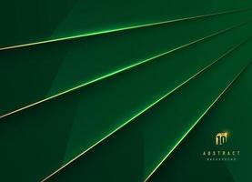 Abstract dark green metallic glossy background. Overlapping layer shadow with shiny golden stripes line style. luxury and elegant concept. Vector illustration