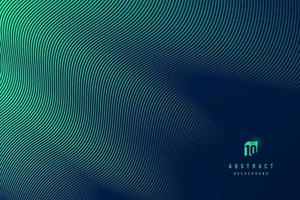 Abstract dark blue mesh gradient with glowing green curve lines pattern textured background. Modern and minimal template with copy space. Vector illustration