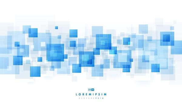 Capa superpuesta de forma cuadrada geométrica azul futurista moderna y gris suave sobre fondo blanco. Bandera de color azul y blanco de tecnología abstracta con espacio de copia. ilustración vectorial vector