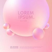 Abstract sphere light pink color. 3D liquid fluid circles sweet pink color beautiful background. Creative minimal bubble pastel color template for cover brochure, flyer, poster. Vector illustration