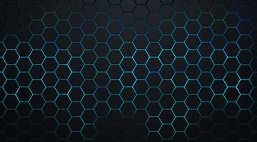 Abstract dark hexagon pattern on green and blue neon light background technology style. Modern futuristic geometric shape web banner design. You can use for cover template, poster, flyer, print ad. vector