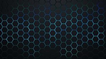 Abstract dark hexagon pattern on green and blue neon light background technology style. Modern futuristic geometric shape web banner design. You can use for cover template, poster, flyer, print ad. vector