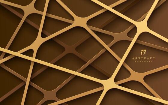 Abstract golden and brown geometric line overlap layers on dark background. Modern tech futuristic design. You can use for cover template, poster, banner web, flyer, Print ad. Vector illustration