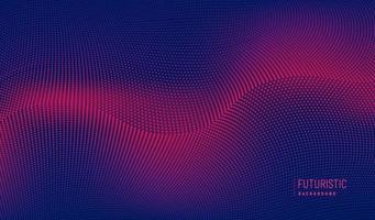 Abstract technology red pink and blue particles wavy design 3D movement of sound dynamic background. Modern futuristic concept. Vector illustration