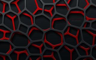 Abstract red and black geometric voronoi line overlap layers on dark background. Modern tech futuristic design. You can use for cover template, poster, banner web, flyer, Print ad. Vector illustration