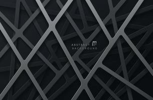 Abstract grey and black geometric line overlap layers on dark background. Modern tech futuristic design. You can use for cover template, poster, banner web, flyer, Print ad. Vector illustration