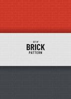 Set of brick walls of different colors. Modern red white and black horizontal geometric pattern. Realistic different brick textures collection. Vector illustration