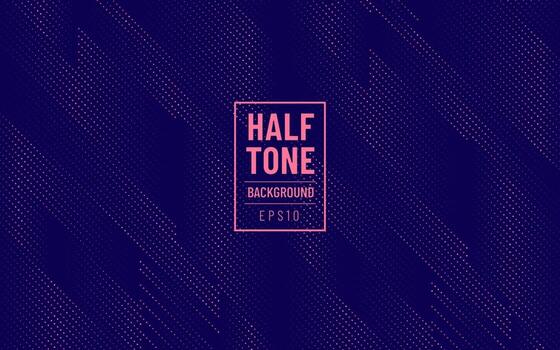 Abstract dynamic pink red halftone and diagonal line pattern decoration on dark blue background. Modern and minimal futuristic concept. Vector illustration