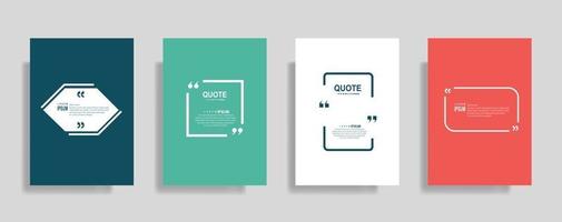 Quotes frame blank templates set, Text in brackets, citation empty speech bubbles. Text bos isolated on color background. vector