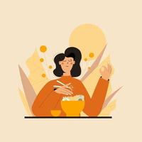 meditación de alimentación consciente vector