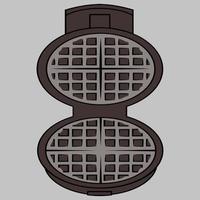 Wafer iron. Wafer -iron icon. Open waffle iron on a grey background with clipping path vector