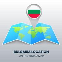 icono de ubicación de bulgaria en el mapa mundial, icono de pin redondo de bulgaria vector