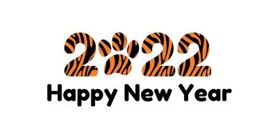 Happy new year 2022. Banner or postcard with year of the tiger with paw vector illustration and lettering with predatory pattern