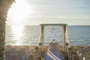 Wedding setup on beach photo