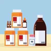 pharmacy pills and bottles vector