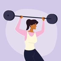 woman lifting barbell vector