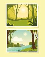 two scenes of forest vector