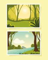 two scenes of forest vector