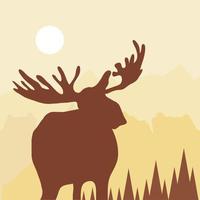 silhouette moose trees vector