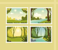 conjunto de bosque diferente. vector