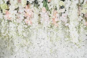 Wedding backdrop with flower and wedding decoration photo